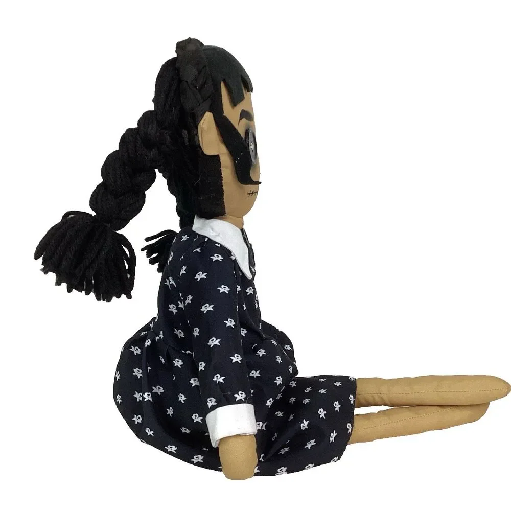 Wednesday Addams Plush Decor Doll - Spooky Halloween Horror - Button Eyes - 18